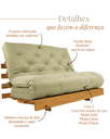 Ver imagem 2 de Sofá Cama Casal Futon Tokio Bege Madeira Maciça Cor Mel