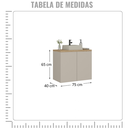 Ver imagem 4 de Gabinete de Banheiro sem Cuba Nature Estilare 75cm