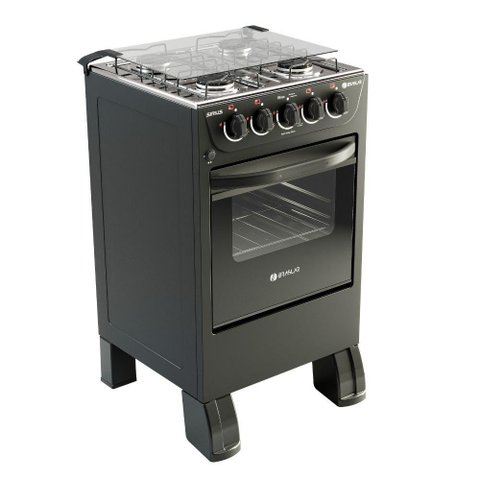 Fogão 4 Bocas de Piso Braslar Sirius Plus 2023 Preto Bivolt