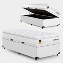 Ver imagem 1 de Cama Box Baú Solteiro Couro Branco + Colchão Life D33 Pillow Top 61x88x188cm Branco- e-Shop Casa