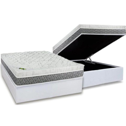 Cama Box Baú Casal: Colchão Molas Ensacadas Luckspuma MasterPocket Aspen One Side + Base CRC