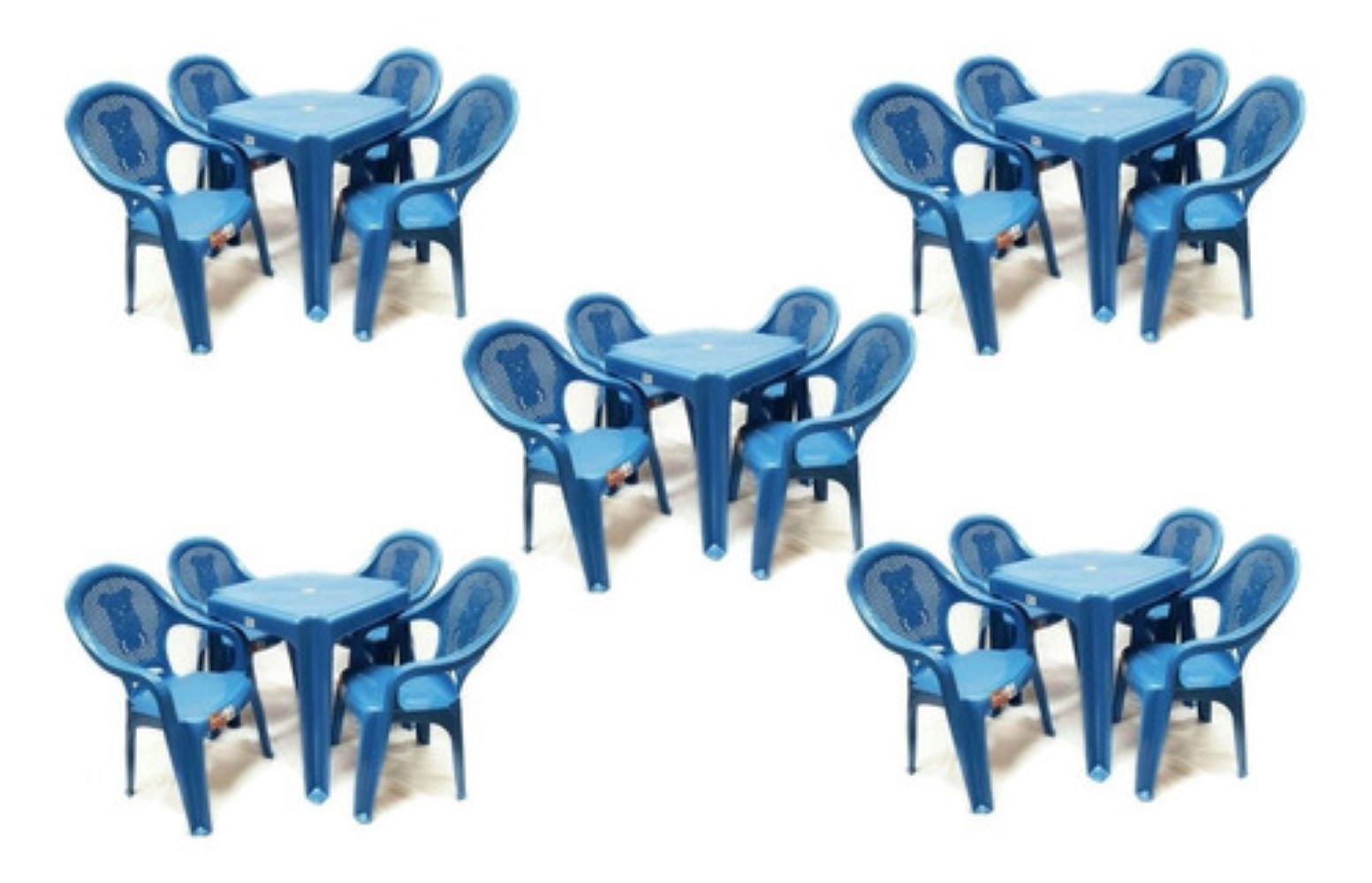 Conjunto Infantil Mesa E 4 Cadeiras Antares Azul Kit 05 Jogos