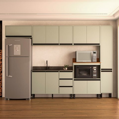 Cozinha Compacta 6 Peças 250032 sem Tampo Koya Verde Oliva Politorno Móveis