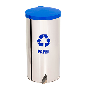 Lixeira Coleta Seletiva Pedal 20l em Aço Inox:azul