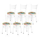 Ver imagem 1 de Conjunto 6 Cadeiras Epóxi Branca para Cozinha Assento Estampado Happy Hour
