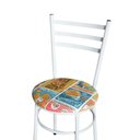 Ver imagem 3 de Conjunto 6 Cadeiras Epóxi Branca para Cozinha Assento Estampado Happy Hour