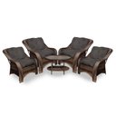 Ver imagem 1 de Conjunto de Poltronas Fibra Sintética Melo - 4 Poltronas + 1 Mesa Centro - Tecido Duna Marrom