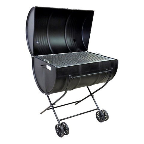 Churrasqueira Brasão Tambor 200L Grelha Carrinho 100x80x55cm Ouro Minas