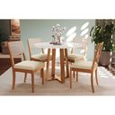Ver imagem 3 de Mesa P/ Cozinha Elma Madeira Maciça C/ Tampo Madeirado C/ Vidro 105x105cm Carvalho/off White/vidro