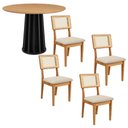 Ver imagem 4 de Mesa Jantar Redonda 105cm com 4 Cadeiras Estofadas 100% Mdf Cor:freijó com Preto Fosco e Courino