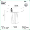 Ver imagem 5 de Mesa Jantar Redonda 105cm com 4 Cadeiras Estofadas 100% Mdf Cor:freijó com Preto Fosco e Courino