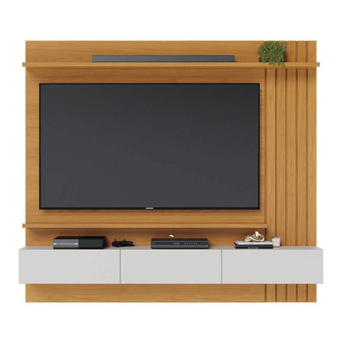 Painel para Tv até 70 Polegadas Juriti 3 Portas Ripado Naturale/off White Matte - Colibri