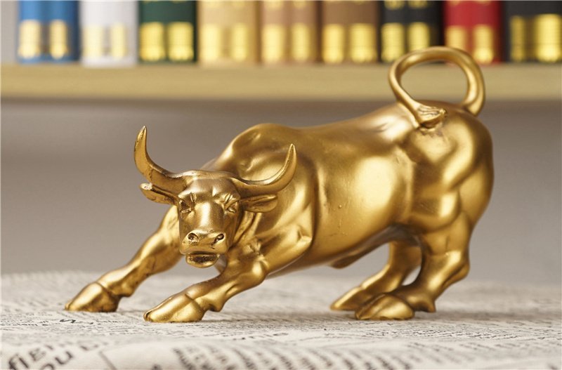 Estátua de Bronze Touro do de Wall Street Dourado Decoração Investidor OEM - 3