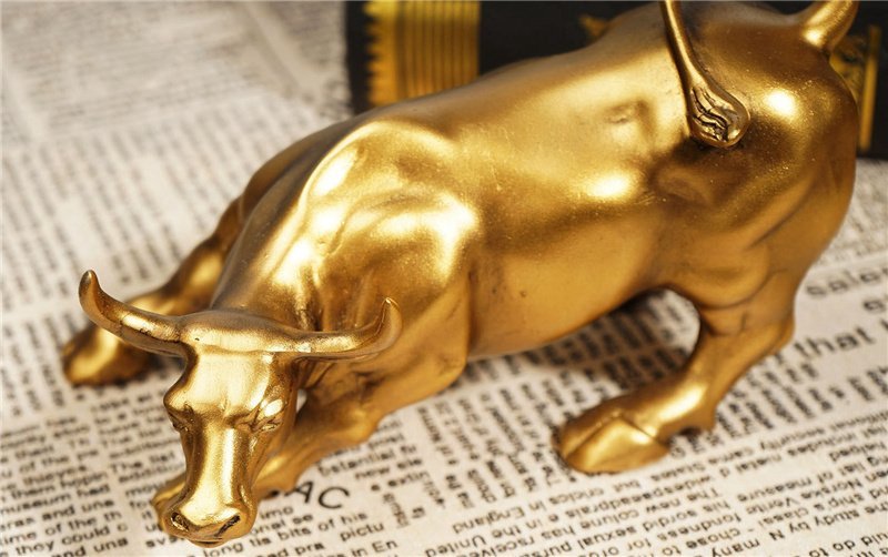 Estátua de Bronze Touro do de Wall Street Dourado Decoração Investidor OEM - 5