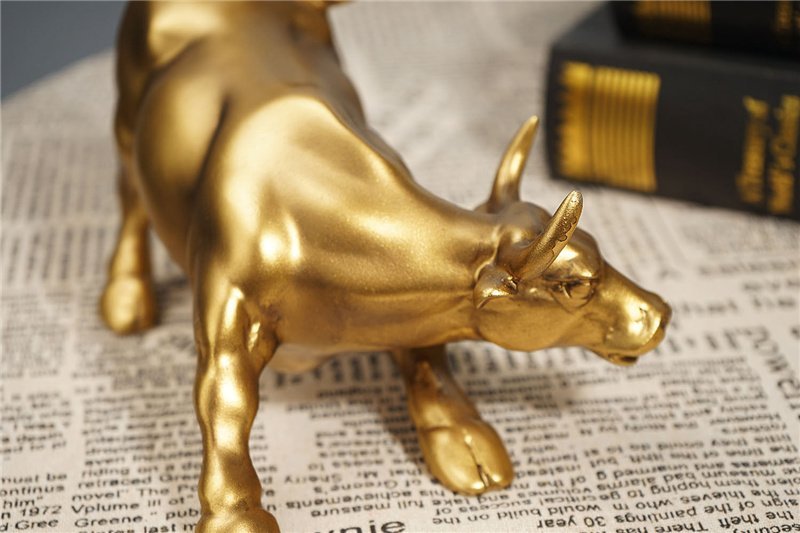 Estátua de Bronze Touro do de Wall Street Dourado Decoração Investidor OEM - 6