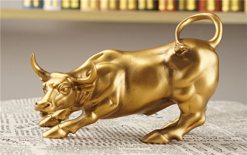 Estátua de Bronze Touro do de Wall Street Dourado Decoração Investidor OEM - 2