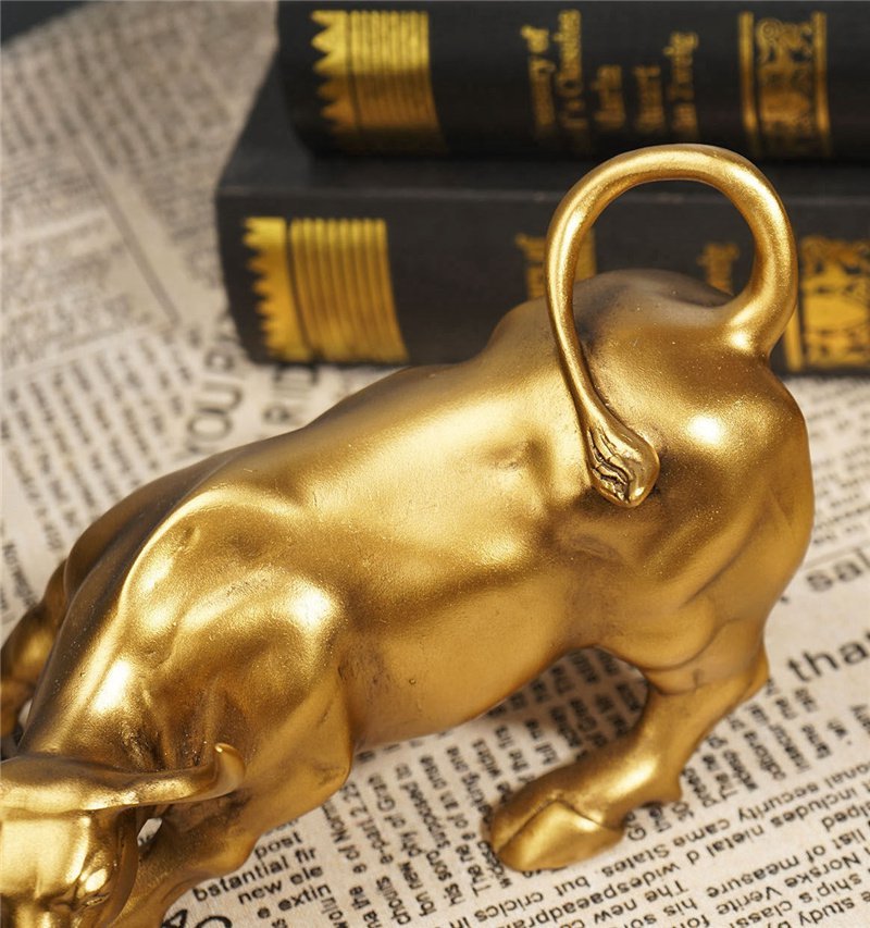 Estátua de Bronze Touro do de Wall Street Dourado Decoração Investidor OEM - 8