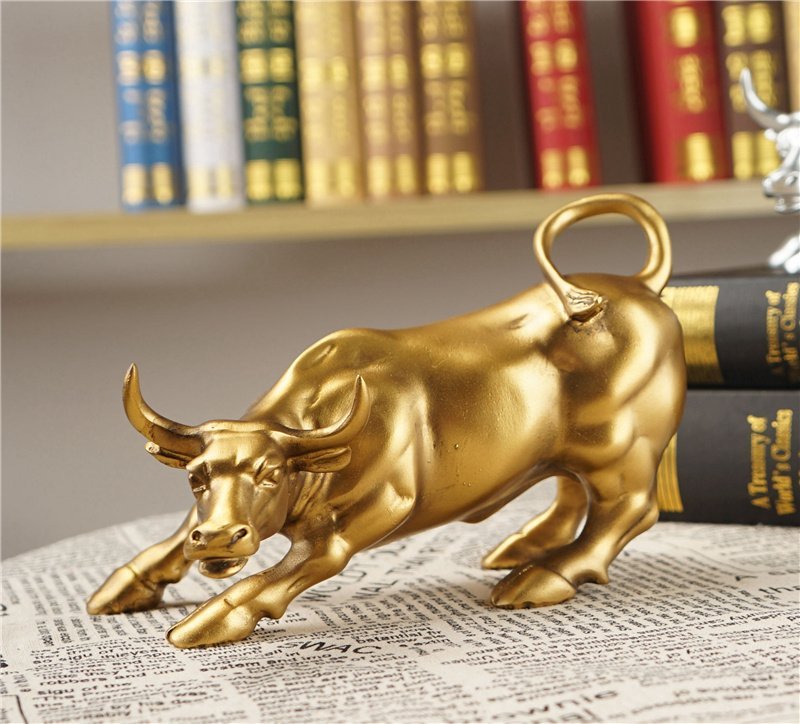 Estátua de Bronze Touro do de Wall Street Dourado Decoração Investidor OEM - 4