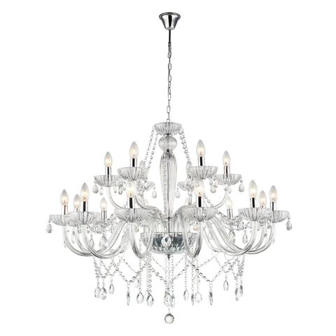 Lustre Anjou Cromado e Transparente (d)82cm (a)100cm 18xe14 720w - Jf118c