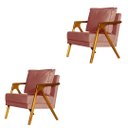 Ver imagem 1 de Kit 2 Poltronas Cadeira Marilia Recepção - Veludo Rose