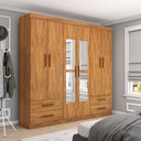 Ver imagem 1 de Guarda-Roupa Casal Medelin 6 Portas 4 Gavetas com Espelho Multimóveis CR35557 Cinamomo