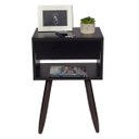 Ver imagem 3 de Mesa de Cabeceira Retrô 40cm Preto Pé Marrom