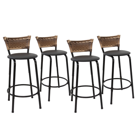Kit 4 Bancos para Bancada Cozinha Gourmet Junco Cappuccino Balcão Ilha Banqueta 60cm Itagold