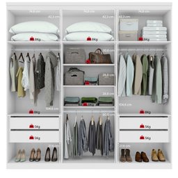 Guarda-roupas Alonzo 6 Portas S/esp e S/pes Pvc Branco 2.3 Móveis Lopas - 9