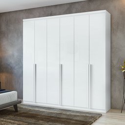 Guarda-roupas Alonzo 6 Portas S/esp e S/pes Pvc Branco 2.3 Móveis Lopas - 2