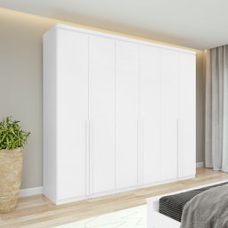 Guarda-roupas Alonzo 6 Portas S/esp e S/pes Pvc Branco 2.3 Móveis Lopas - 1