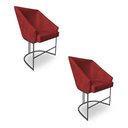 Ver imagem 1 de Kit 2 Poltronas Luxo Alana Suede Vermelho Base Ferro Preto - Pallazio