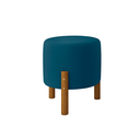Ver imagem 1 de Puff Redondo Charmy com Pés Palito Azul Suede