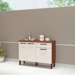 Balcão de Cozinha Versalhes Nogueira Off White - Kits Paraná - 4