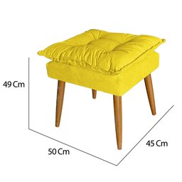 Puff Puf Banqueta Opala Para Quarto Sala Recepção Suede Amarelo - Ninho Decor - 3