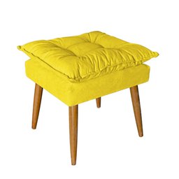 Puff Puf Banqueta Opala Para Quarto Sala Recepção Suede Amarelo - Ninho Decor - 1
