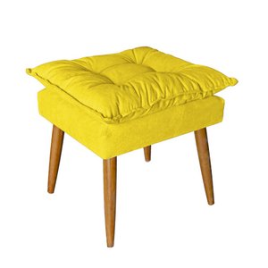 Puff Puf Banqueta Opala Para Quarto Sala Recepção Suede Amarelo - Ninho Decor