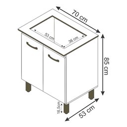 Balcão Armário P/ Fogão Cooktop 4 Bocas Jade Gabinete - 3