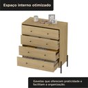 Ver imagem 4 de Cômoda 4 Gavetas 100% MDF com Pintura UV e Pés em Metal 95x89x45cm Castanho