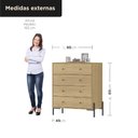 Ver imagem 2 de Cômoda 4 Gavetas 100% MDF com Pintura UV e Pés em Metal 95x89x45cm Castanho