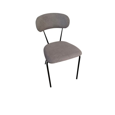 Kit 2 Cadeiras Moderna Tubo Preto Tecido Boucle Cinza