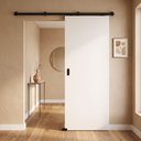 Ver imagem 1 de Porta Branca 60x210cm + Kit de Correr Preto de Sobrepor