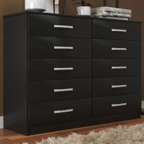 Cômoda 10 Gavetas Austin Preto - Evidência Móveis