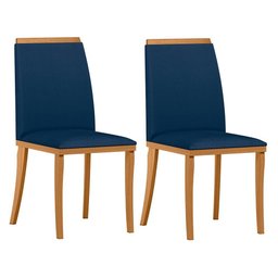Conjunto 2 Cadeiras Napoli Ipê/Azul Marinho - New Ceval - 1
