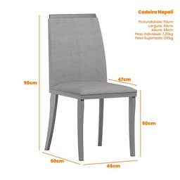 Conjunto 2 Cadeiras Napoli Ipê/Azul Marinho - New Ceval - 3