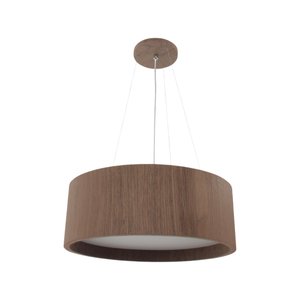 Lustre Pendente Madeira Redondo 60 Cm para Sala de Estar Sala de Jantar Cor Imbuia