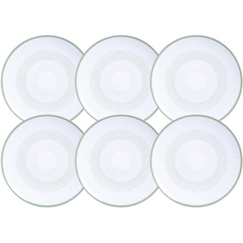 Jogo 6 Pratos de Sobremesa Porcelana 19cm Tramontina Lineare Servir Doces Salgados Mesa Posta