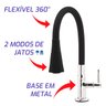 Torneira para Cozinha Bancada Flexível Tubo Preto Conic 2 Jatos Del Metais - 3