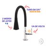 Torneira para Cozinha Bancada Flexível Tubo Preto Conic 2 Jatos Del Metais - 4