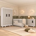 Ver imagem 1 de Quarto de Bebê Completo com Berço Americano 3 em 1 e Colchão Incluso Flor Multimóveis MP4931