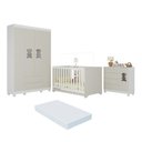 Ver imagem 2 de Quarto de Bebê Completo com Berço Americano 3 em 1 e Colchão Incluso Flor Multimóveis MP4931